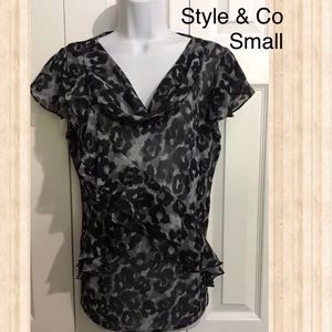 Cheetah Print Sheer Chiffon Top Size 6